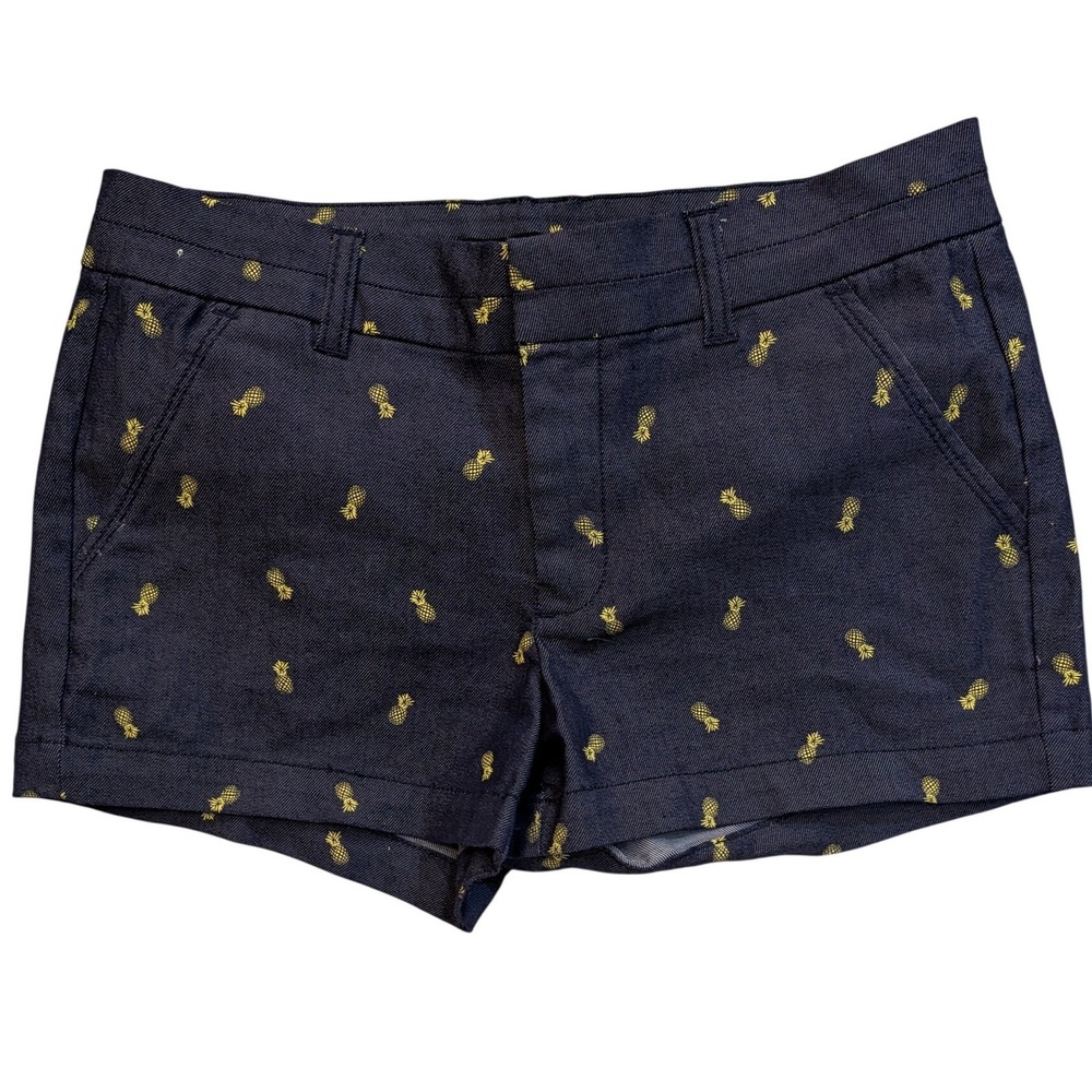 Harper Womens Navy Blue Tropical Pineapple Embroidered Shorts Size Med